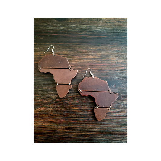 Wooden Africa Earrings - Brown (NEW)