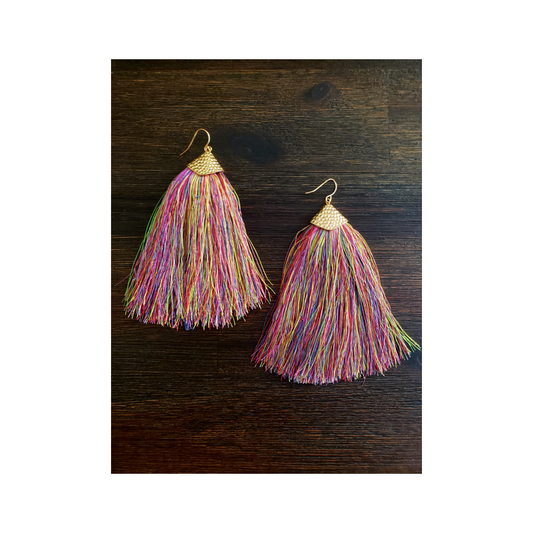 Multi-Colored Fringe Earrings (NEW)