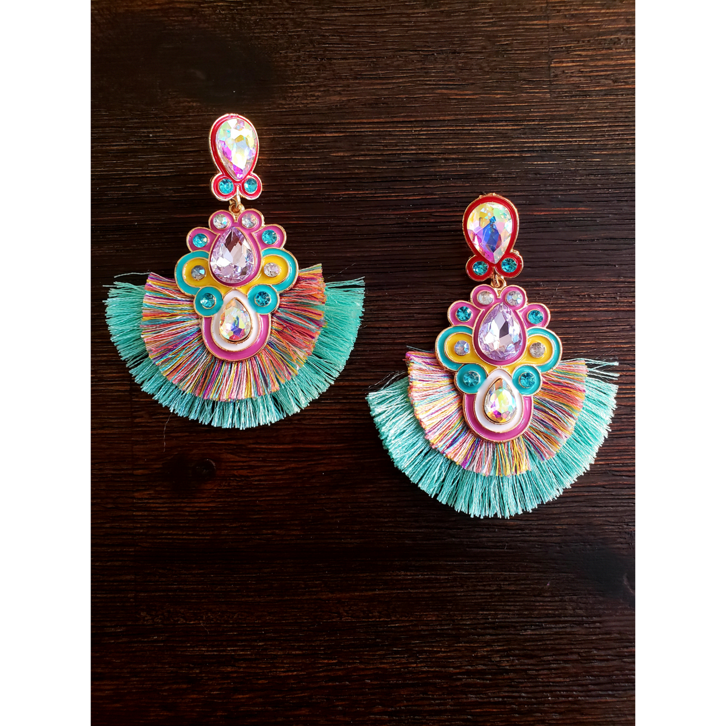 Art Deco Earrings - Teal (NEW)